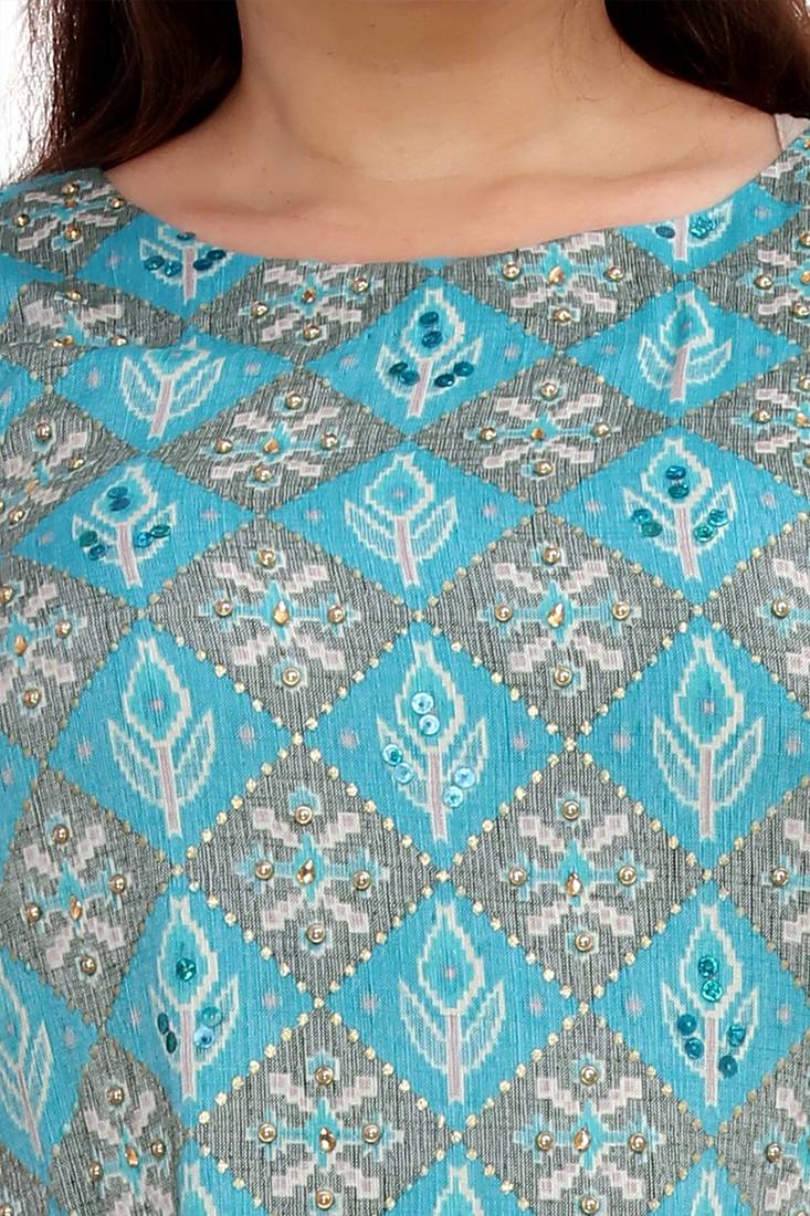 Pureint Women's Rayon Printed Kurta set with pant