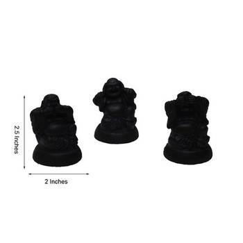 Polyresin Set of 3 Laughing Buddha - Grey 2