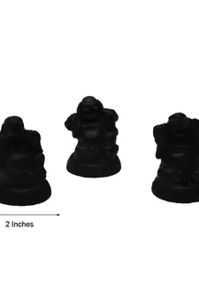Polyresin Set of 3 Laughing Buddha - Grey