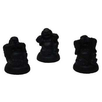 Polyresin Set of 3 Laughing Buddha - Grey 3