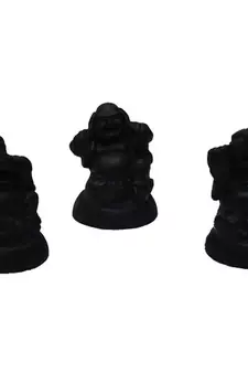 Polyresin Set of 3 Laughing Buddha - Grey
