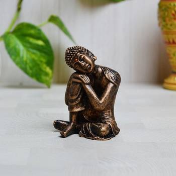 e craft india polyresin resting buddha brown 1
