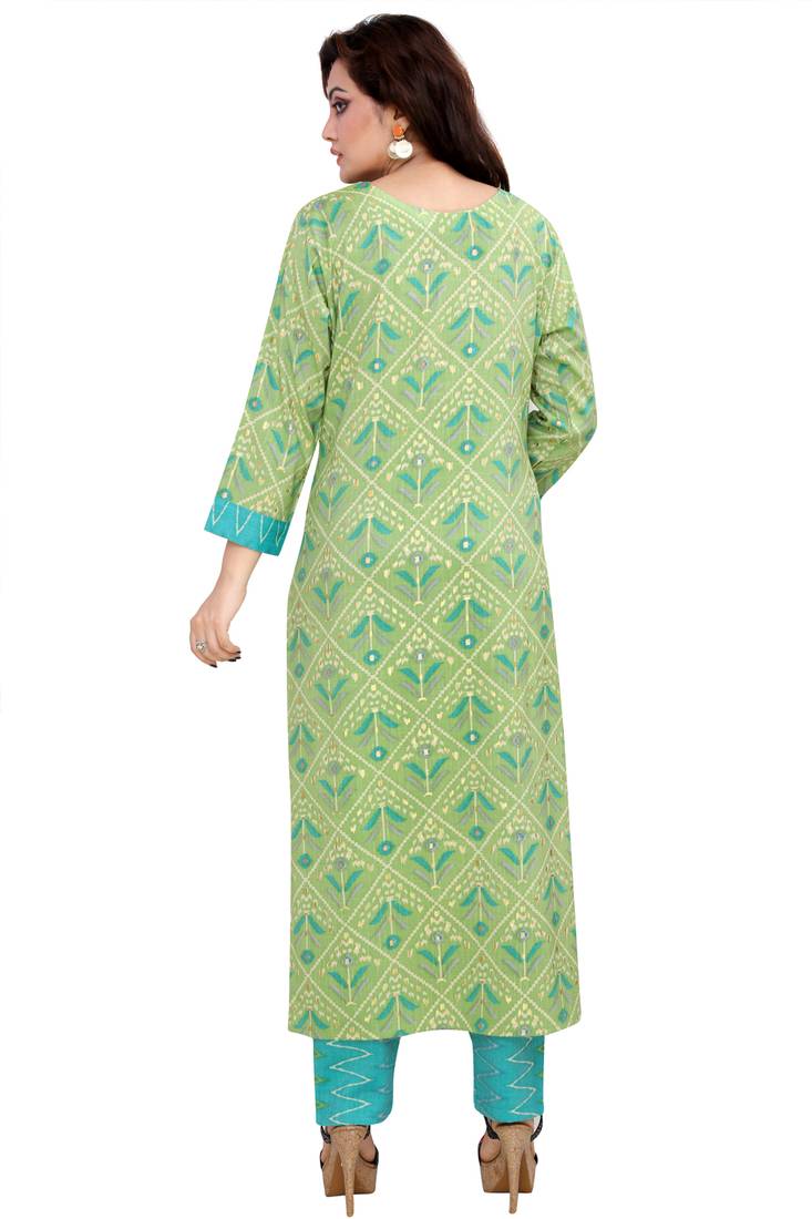 Pureint Women's Rayon Printed Kurta set with pant