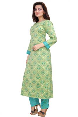 Pureint Women's Rayon Printed Kurta set with pant 1
