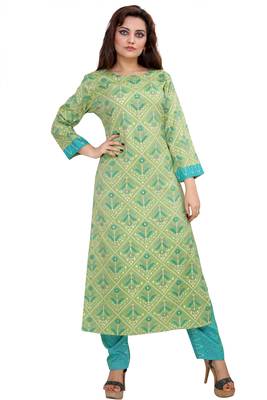 Pureint Women's Rayon Printed Kurta set with pant 2