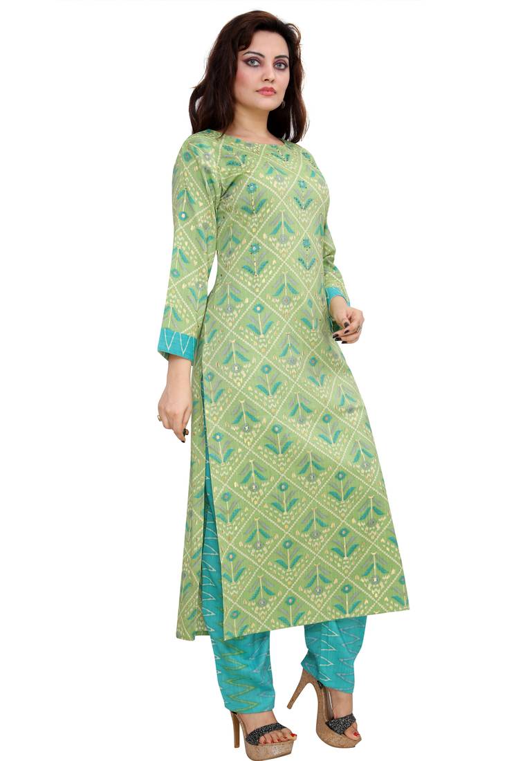 Pureint Women's Rayon Printed Kurta set with pant