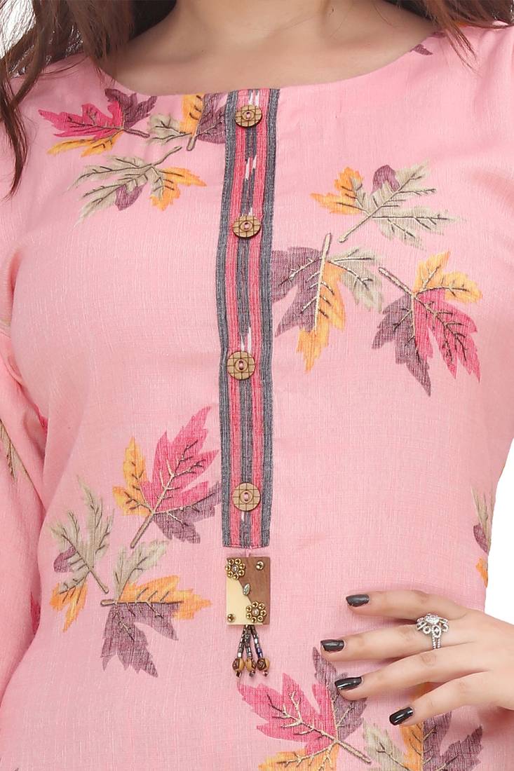 Pureint Women's Rayon Printed Kurta set with pant