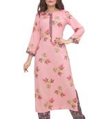 Pureint Women's Rayon Printed Kurta set with pant