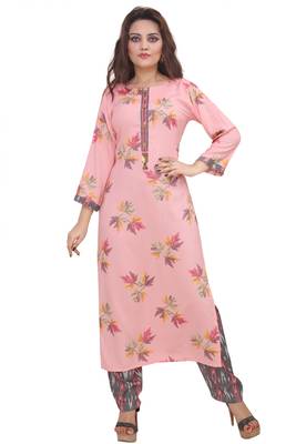 Pureint Women's Rayon Printed Kurta set with pant 1