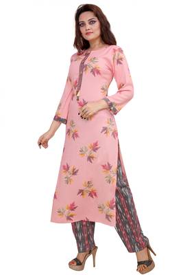 Pureint Women's Rayon Printed Kurta set with pant 2