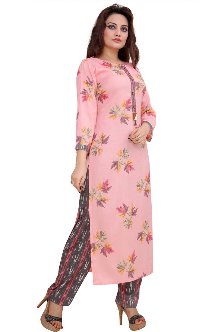 Pureint Women's Rayon Printed Kurta set with pant