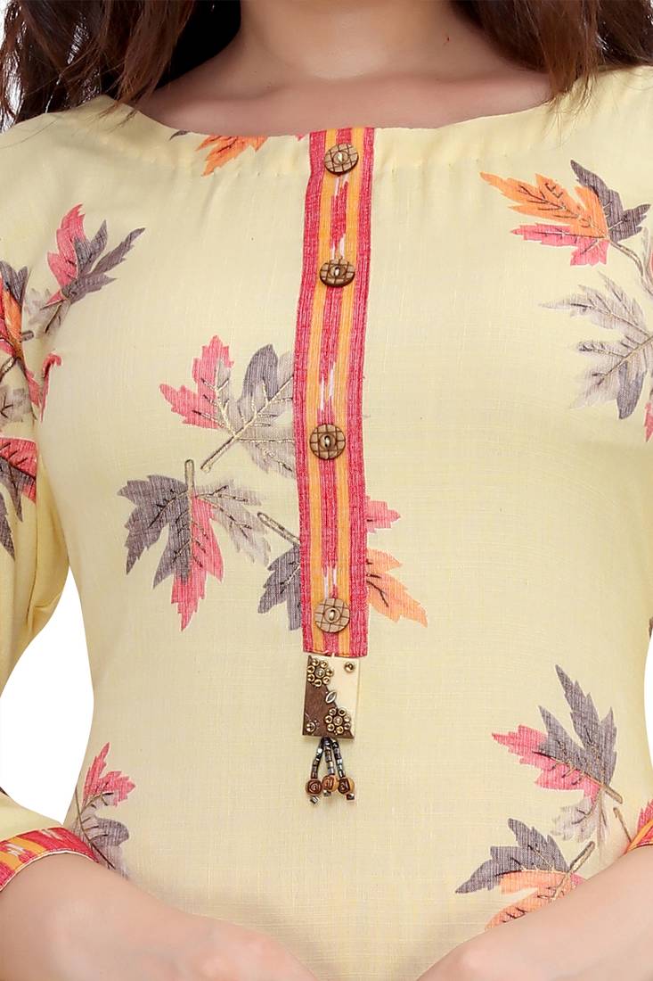 Pureint Women's Rayon Printed Kurta set with pant