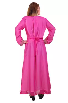 Rani & White Zari Stone Work Georgette Islamic Style Beads Embedded Partywear Kaftan Long Gown Evening wear Dubai kaftan