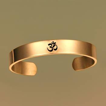 Gold Plated Stylish Bracelet Adjustable OM Design Kada for Men 3