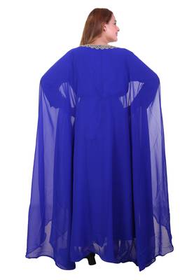 Royal Blue Zari Stone Work Georgette Islamic Style Beads Embedded Partywear Kaftan Long Gown Evening wear Dubai kaftan 5