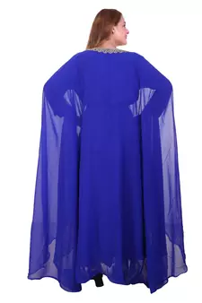Royal Blue Zari Stone Work Georgette Islamic Style Beads Embedded Partywear Kaftan Long Gown Evening wear Dubai kaftan