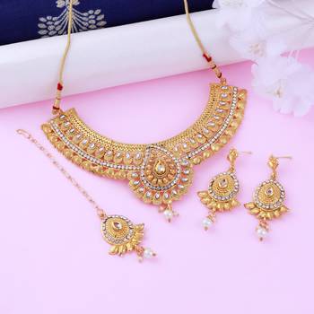 Gold Plated Traditional Choker Set Jewellery Set For Women Girls 2