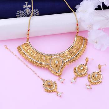 Gold Plated Traditional Choker Set Jewellery Set For Women Girls 2