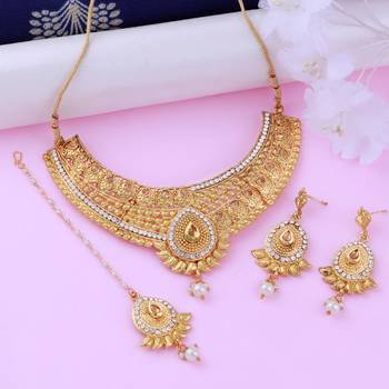 Gold Plated Traditional Choker Set Jewellery Set For Women Girls 2