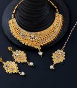 Gold Plated Traditional Choker Set Jewellery Set For Women Girls