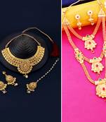 Gold Plated Traditional Neckalce Set Jewellery Set For Women Girls