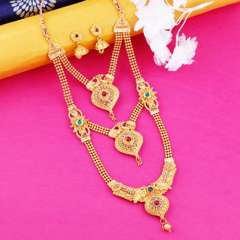 Gold Plated Traditional Neckalce Set Jewellery Set For Women Girls 4