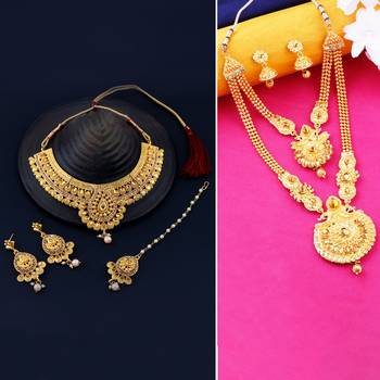 Gold Plated Traditional Neckalce Set Jewellery Set For Women Girls 1
