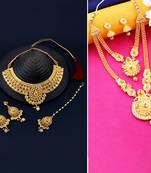 Gold Plated Traditional Neckalce Set Jewellery Set For Women Girls