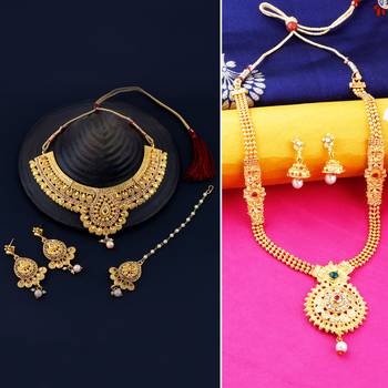 Gold Plated Traditional Neckalce Set Jewellery Set For Women Girls 1
