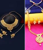 Gold Plated Traditional Neckalce Set Jewellery Set For Women Girls