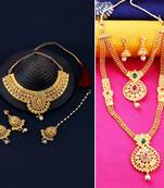 Gold Plated Traditional Neckalce Set Jewellery Set For Women Girls