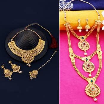 Gold Plated Traditional Neckalce Set Jewellery Set For Women Girls 1
