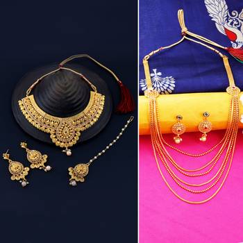 Gold Plated Traditional Neckalce Set Jewellery Set For Women Girls 1
