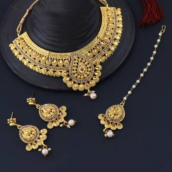 Gold Plated Traditional Neckalce Set Jewellery Set For Women Girls 3