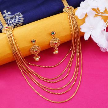 Gold Plated Traditional Neckalce Set Jewellery Set For Women Girls 4