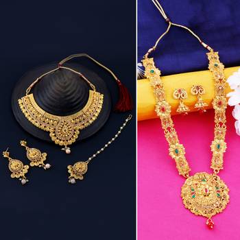 Gold Plated Traditional Neckalce Set Jewellery Set For Women Girls 1