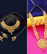 Gold Plated Traditional Neckalce Set Jewellery Set For Women Girls