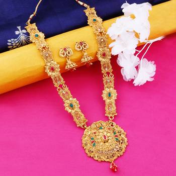 Gold Plated Traditional Neckalce Set Jewellery Set For Women Girls 4