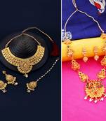 Gold Plated Traditional Neckalce Set Jewellery Set For Women Girls