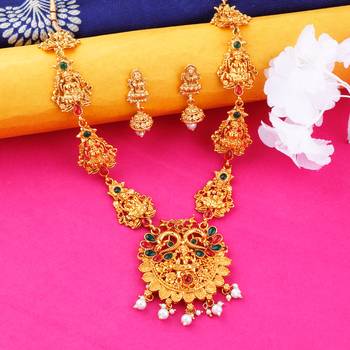 Gold Plated Traditional Neckalce Set Jewellery Set For Women Girls 4