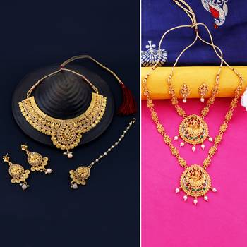 Gold Plated Traditional Neckalce Set Jewellery Set For Women Girls 1