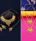 Gold Plated Traditional Neckalce Set Jewellery Set For Women Girls