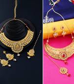 Gold Plated Traditional Neckalce Set Jewellery Set For Women Girls