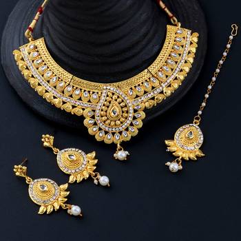 Gold Plated Traditional Neckalce Set Jewellery Set For Women Girls 3