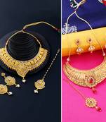 Gold Plated Traditional Neckalce Set Jewellery Set For Women Girls