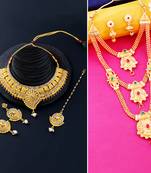 Gold Plated Traditional Neckalce Set Jewellery Set For Women Girls