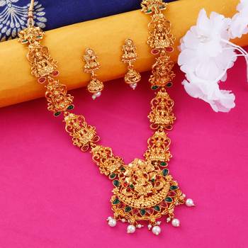 Gold Plated Traditional Neckalce Set Jewellery Set For Women Girls 4