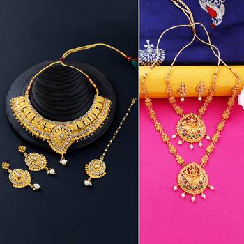 Gold Plated Traditional Neckalce Set Jewellery Set For Women Girls 1