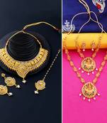 Gold Plated Traditional Neckalce Set Jewellery Set For Women Girls