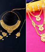 Gold Plated Traditional Neckalce Set Jewellery Set For Women Girls